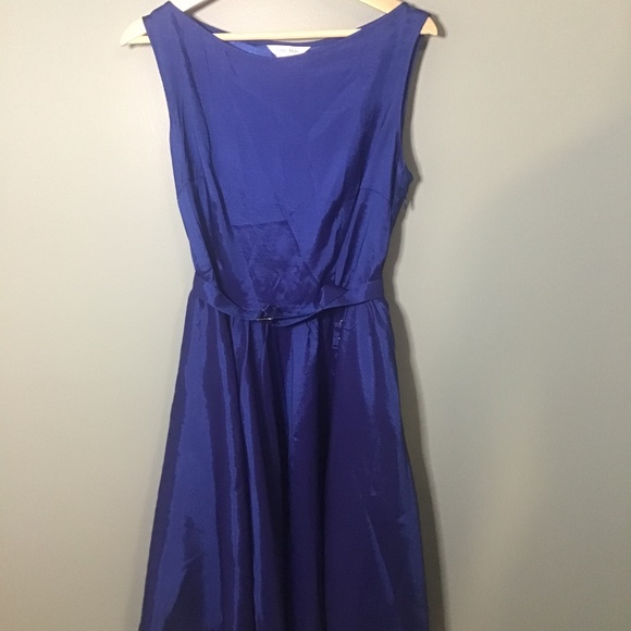 Royal Blue polyester satin swing dress. NWOT. - Picture 1 of 4